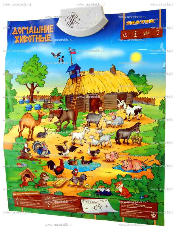 Домашние животные (озвученный плакат)  - развивающая игрушка