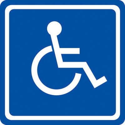 Знак доступности для инвалидов-колясочников. Синий