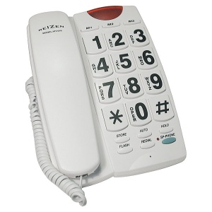 Телефон с крупными кнопками и регулируемым уровнем громкости (Reizen). Цвет – белый